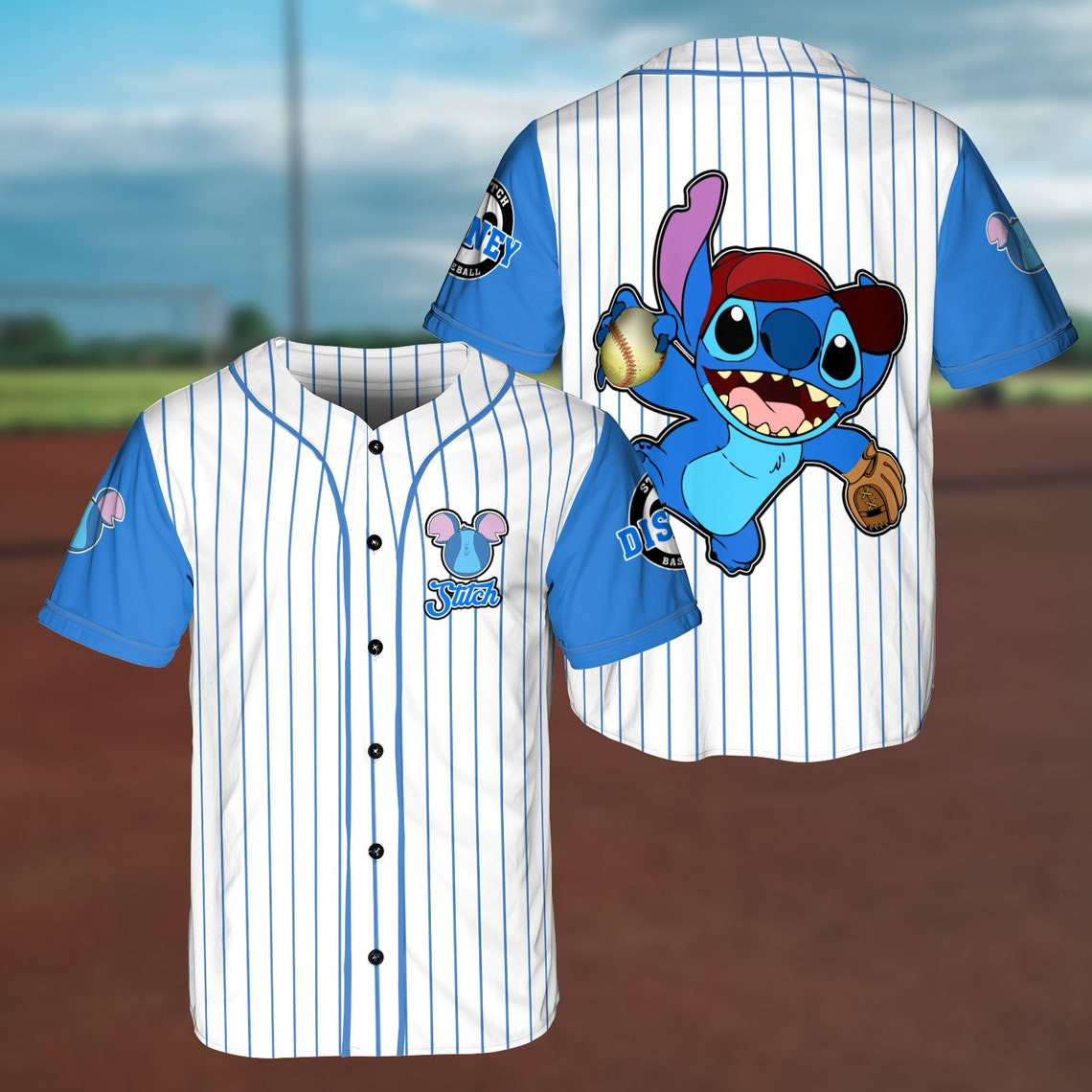 Stitch Disney Baseball Jersey Stitch Disney Unisex Cartoon MLB Baseball Jersey Stitch Shirt Men Women