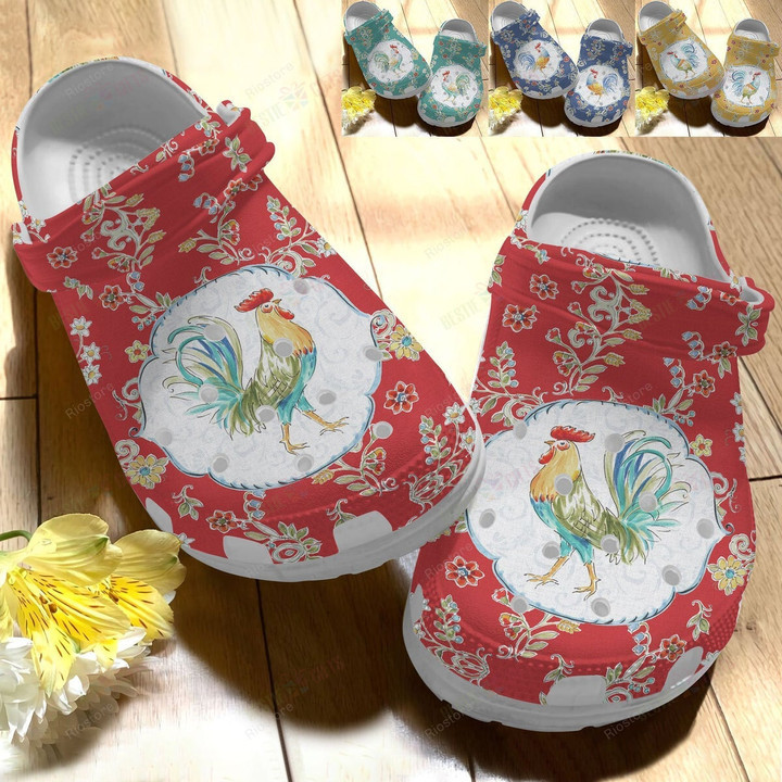Strong Rooster Chicken Flower Crocs Classic Clogs Shoes