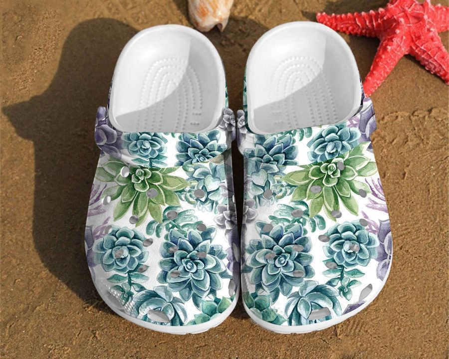 Succulent Watercolor Pattern Unisex Crocs Clog Shoes