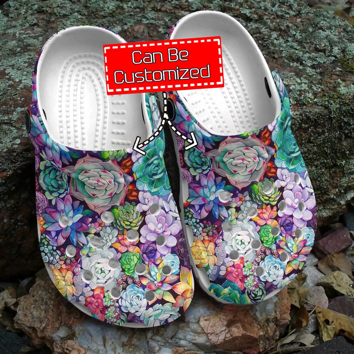 Succulents Crocs Personalized Colorful Succulents Pattern Clog Shoes