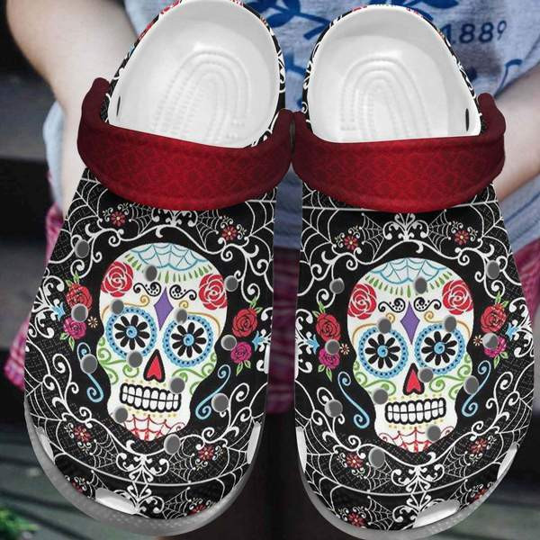 Sugar Skull Tattoo Crocs Clog Shoesshoes Flower Skull Shoes Crocbland Clog Gifts For Men Women
