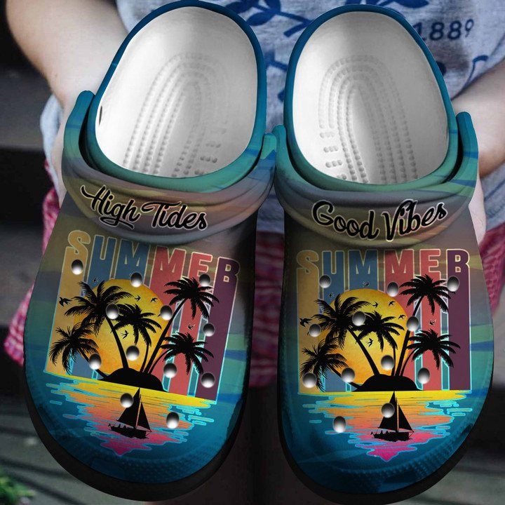 Summer Vibes With Palm Shoes Crocs Clogs Holiday Gift For Men Women Palm