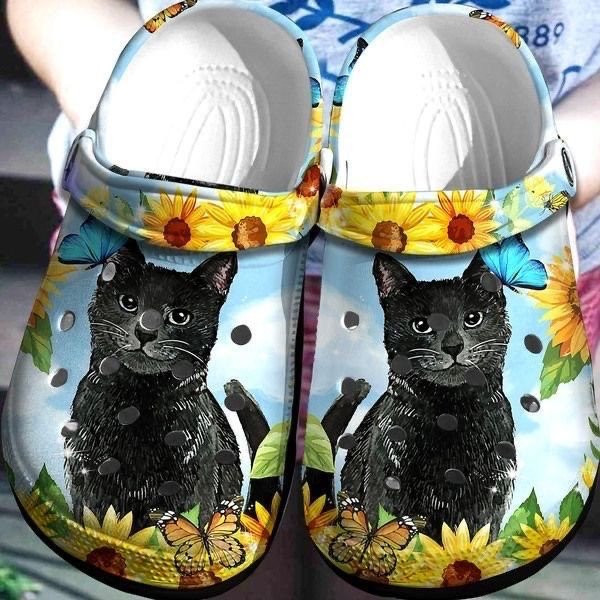 Sunflower And Black Cat Shoes Crocs Crocbland Clog For Girl Sunf