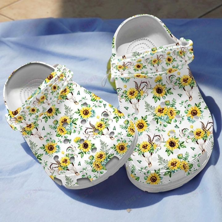 Sunflower And Skull Crocs Classic Clogs Shoes