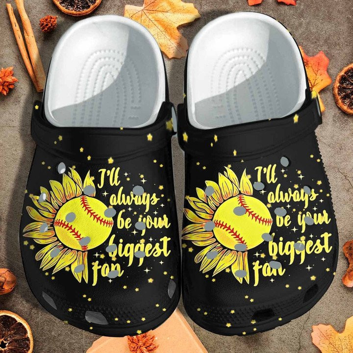 Sunflower Baseball Ill Always Be Your Biggest Fan Crocs Classic Clogs Shoes Sunflower Baseball