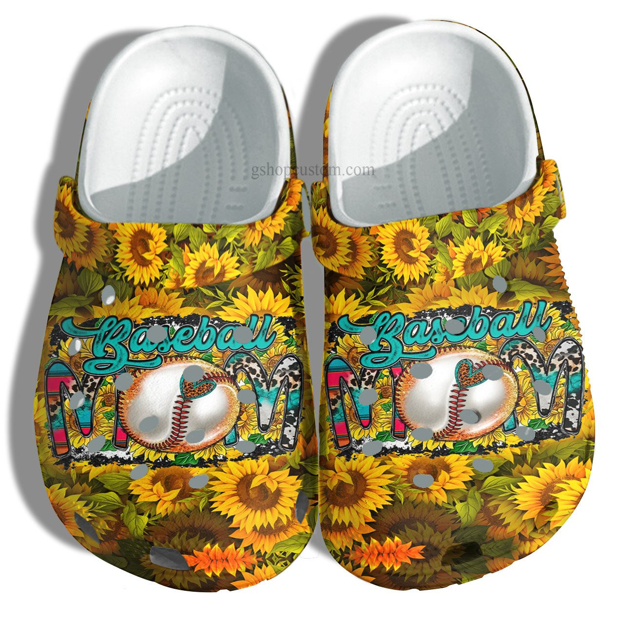 Sunflower Baseball Mom Farm Girl Crocs Shoes For Wife Mom Grandma - Farmer Baseball Mom Sunflower Shoes Croc Clogs