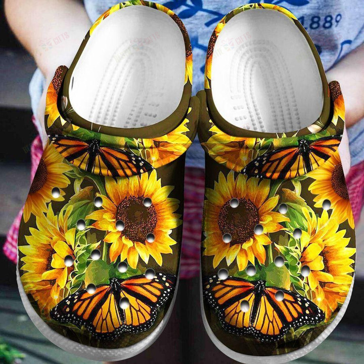 Sunflower Butterfly Cute Crocs Classic Clogs Shoes
