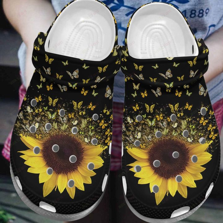 Sunflower Butterfly With Sunflower Crocs Classic Clogs Shoes PANCR0129