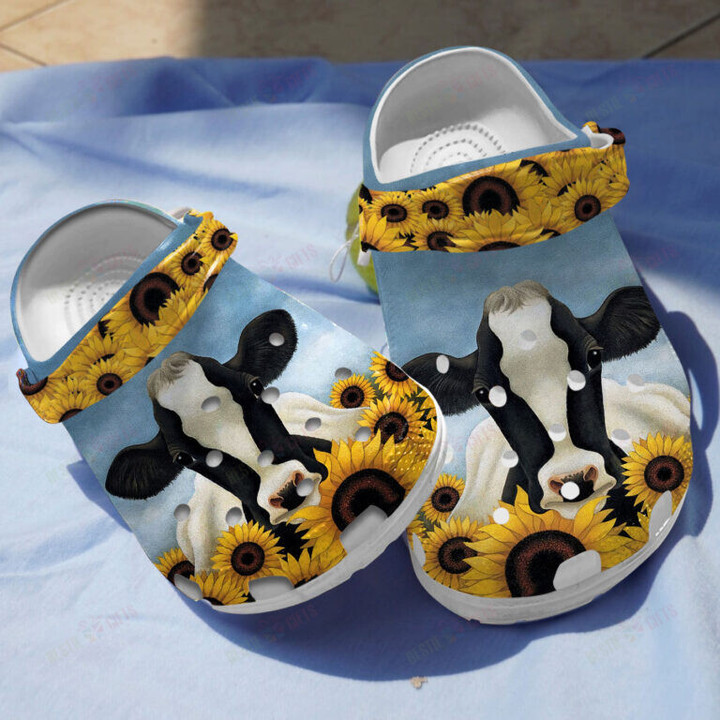 Sunflower Cow Crocs Classic Clogs Shoes