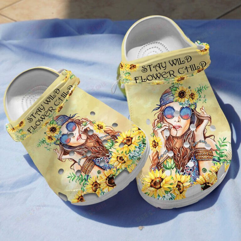 Sunflower Hippie Girl Shoes Crocs Clogs Gifts For Women Girls