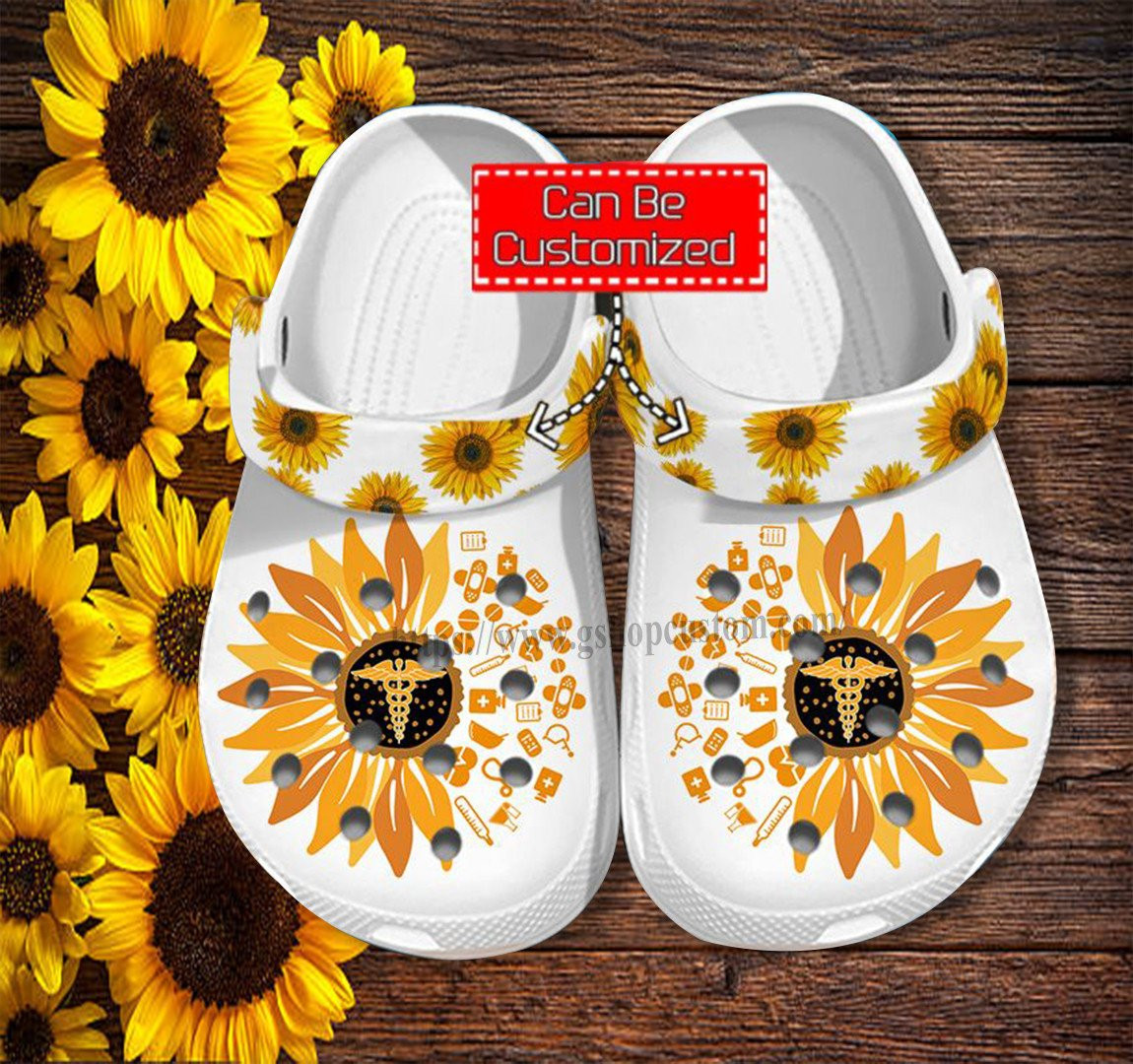 Sunflower Nurse Item Crocs Shoes Mother Day Gift Wife Grandma - Nurse Cna Medical Sunflower Shoes Croc Clogs Customize
