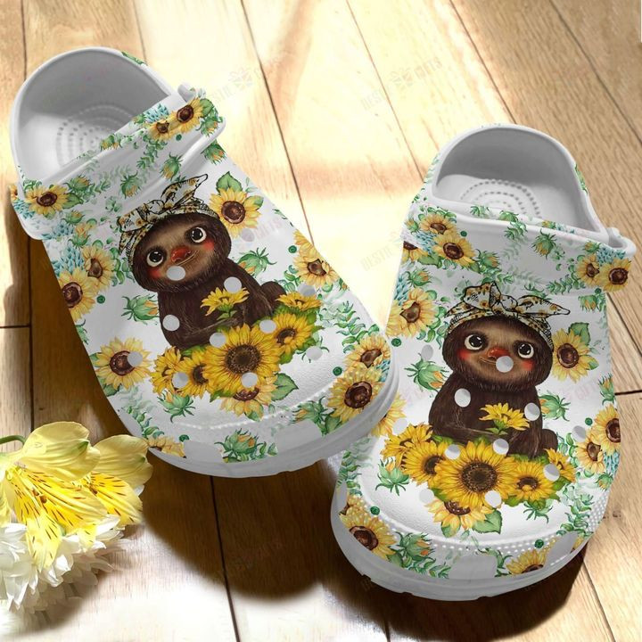 Sunflower Sloth Crocs Classic Clogs Shoes