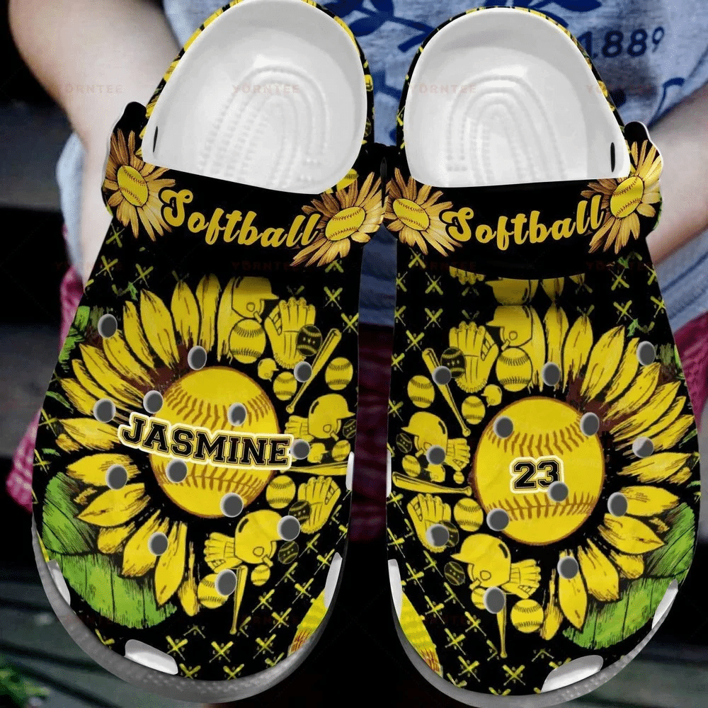 Sunflower Softball 8 Gift For Lover Rubber Crocs Clog Shoes Comfy Footwear