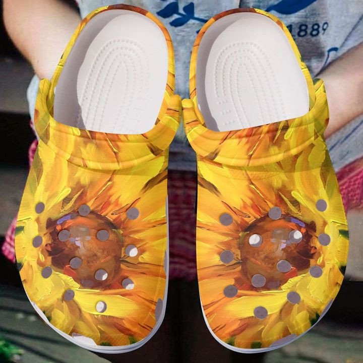 Sunflower Watercolor Clogs Crocs Shoes Gifts For Mothers Day
