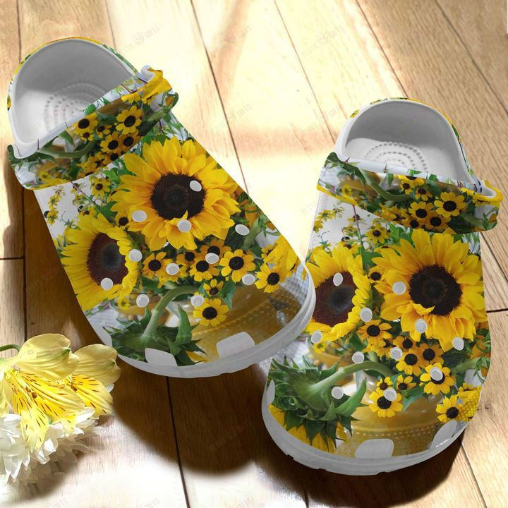 Sunflower White Sole Beauty Crocs Classic Clogs Shoes