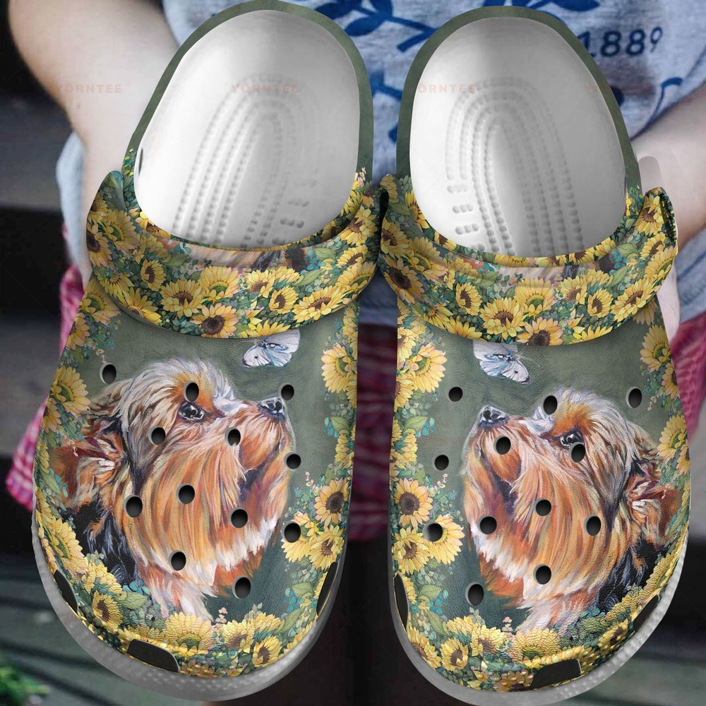 Sunflower Yorkshire My Lovely Gift For Lover Rubber Crocs Clog Shoes Comfy Footwear
