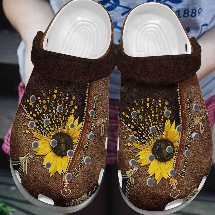 Sunflower Zipper Crocs Classic Clogs Shoes