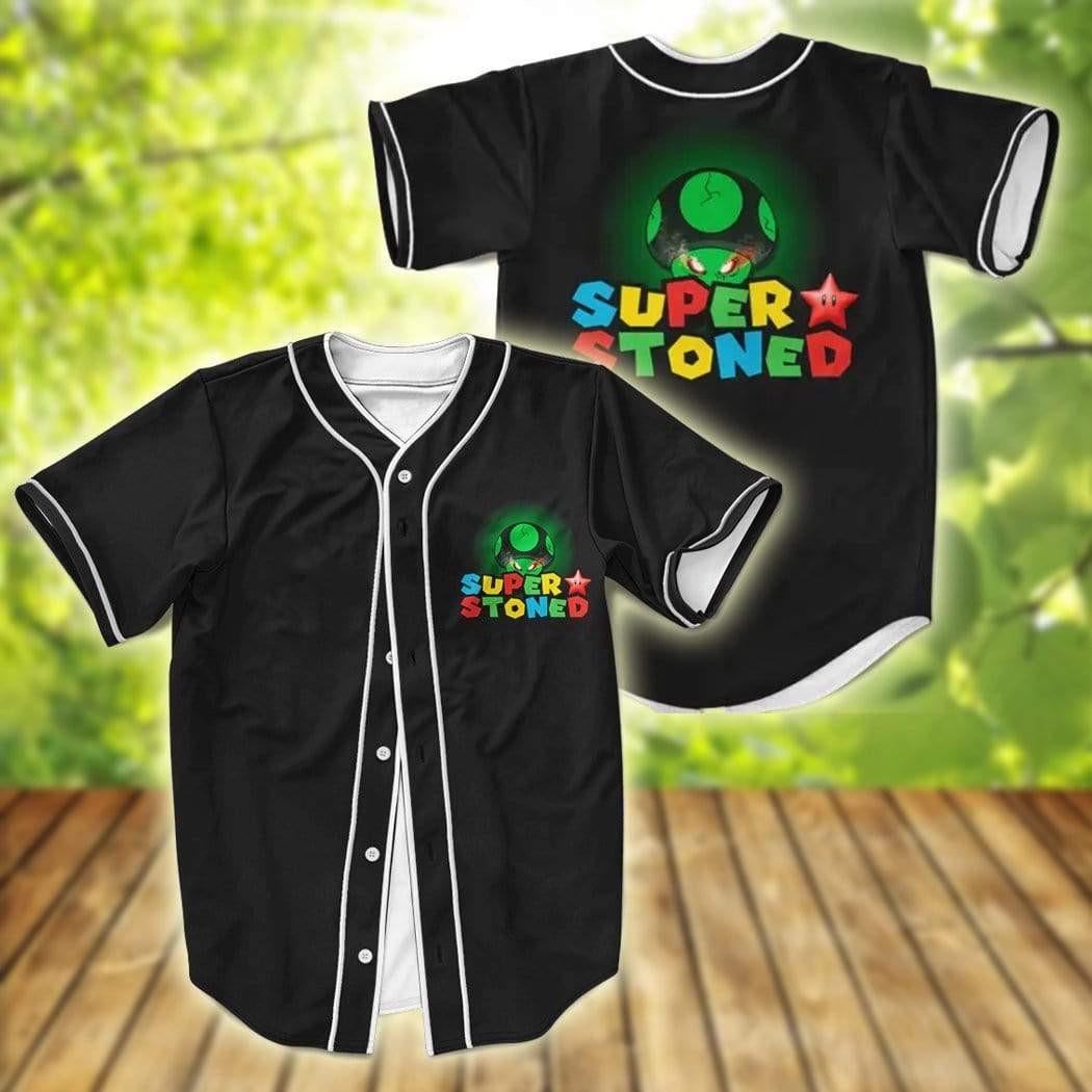 Super Stoned Mario Crazy Mushroom Weed Personalized 3d Baseball Jersey vi, Unisex Jersey Shirt for Men Women