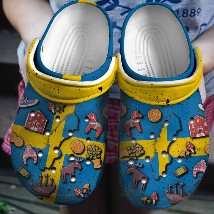 Sweden Flag Symbol Crocs Classic Clogs Shoes