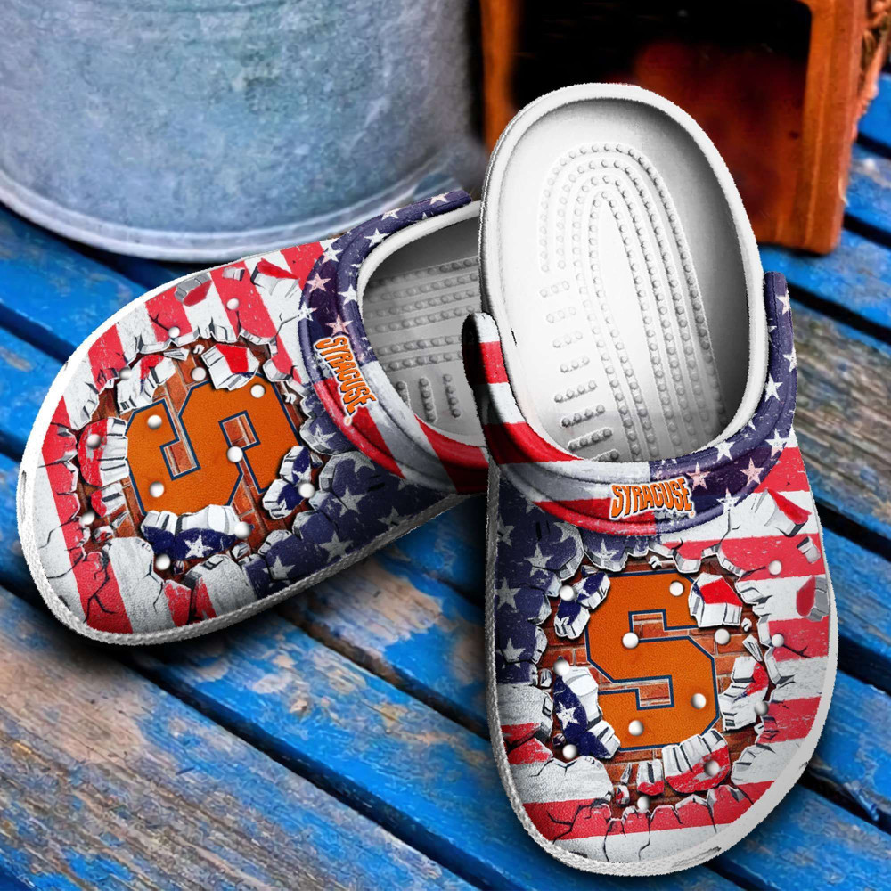 Syracuse Orange Mens Basketball Broken Brick Gift For Fan Crocs Clog Shoes Comfy Footwear