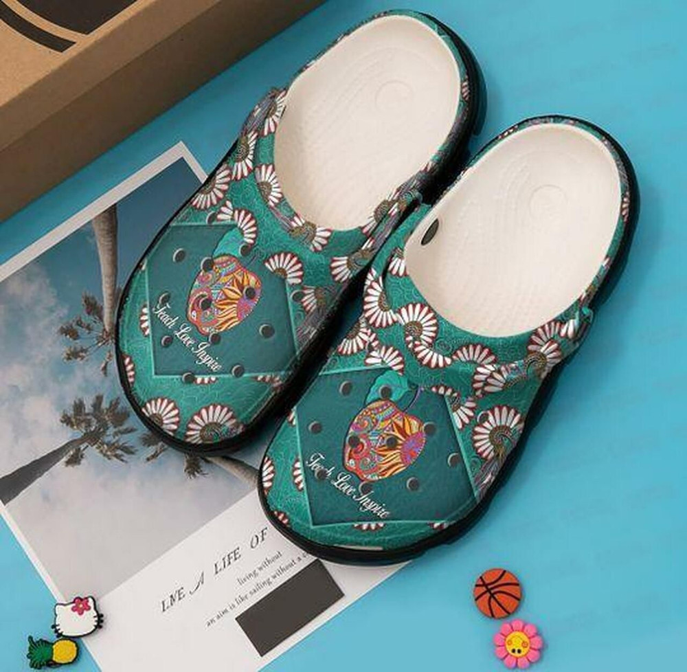 Teach Love Inspire Personalized Flower Gift For Lover Rubber Crocs Clog Shoes Comfy Footwear