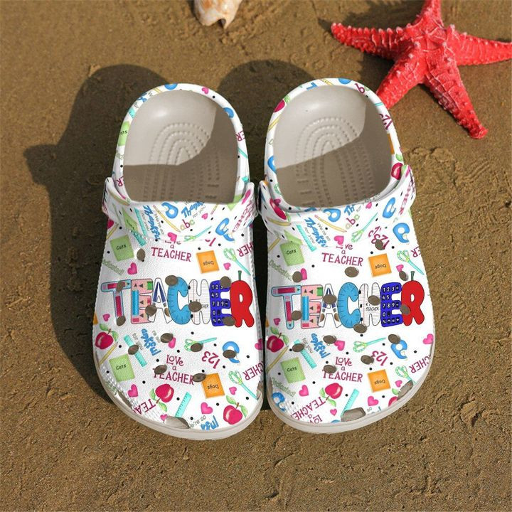 Teacher Love Life Pattern Crocs Crocband Clog Shoes For Men Women