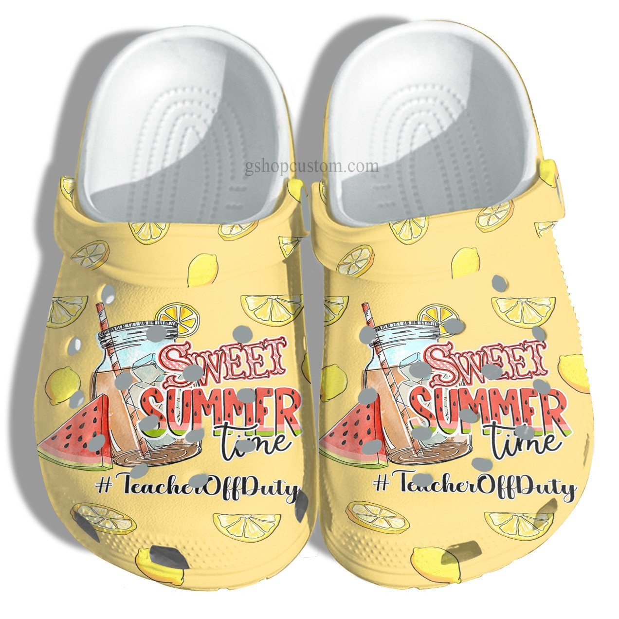 Teacher Off Duty Summer Croc Shoes Gift Women- Lemon Watermelon Crocs Shoes Customize