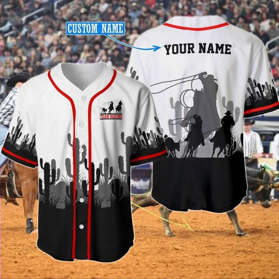 Team Roping Cactus Personalized Baseball Jersey