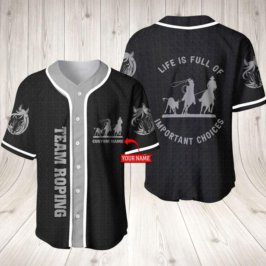 Team Roping Grey Important Choice Personalized Baseball Jersey