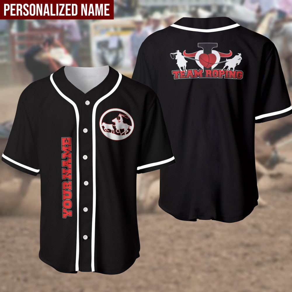 Team Roping Love Custom Name Baseball Jersey