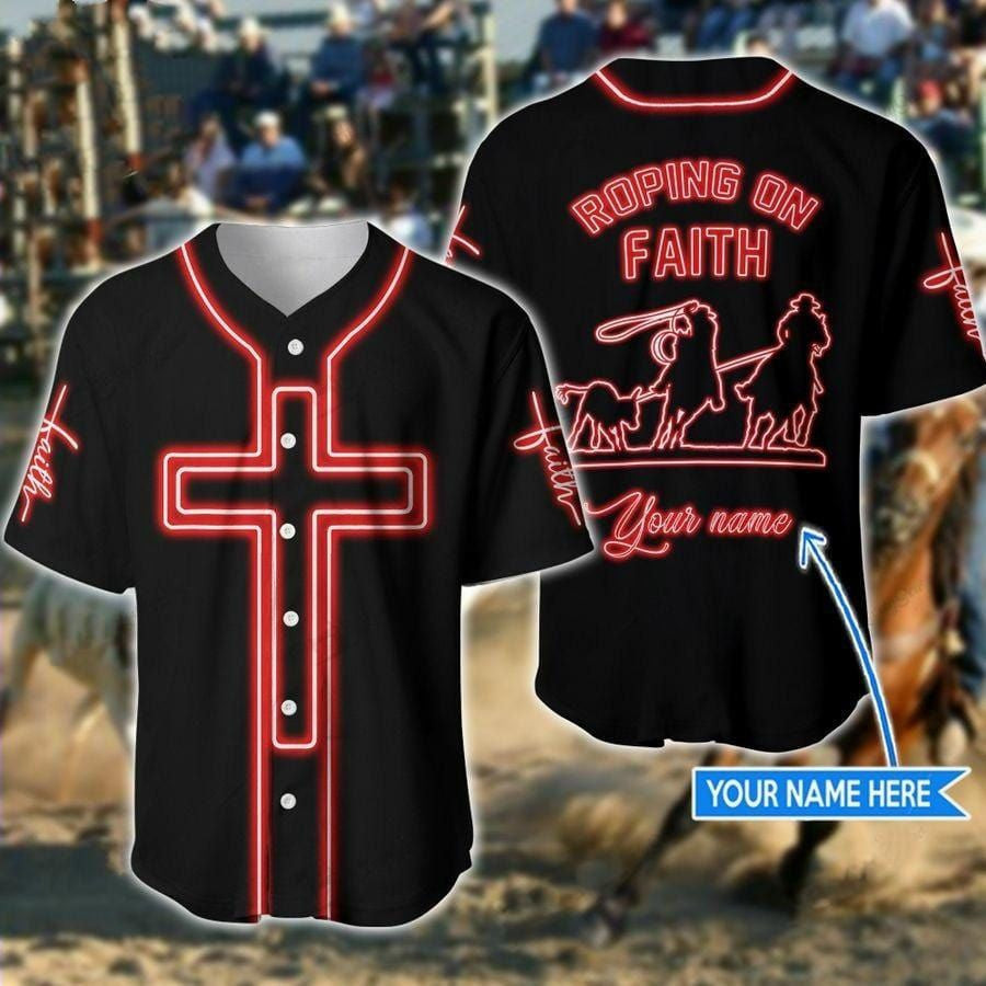 Team Roping Roping On Faith Jesus Personalized Baseball Jersey