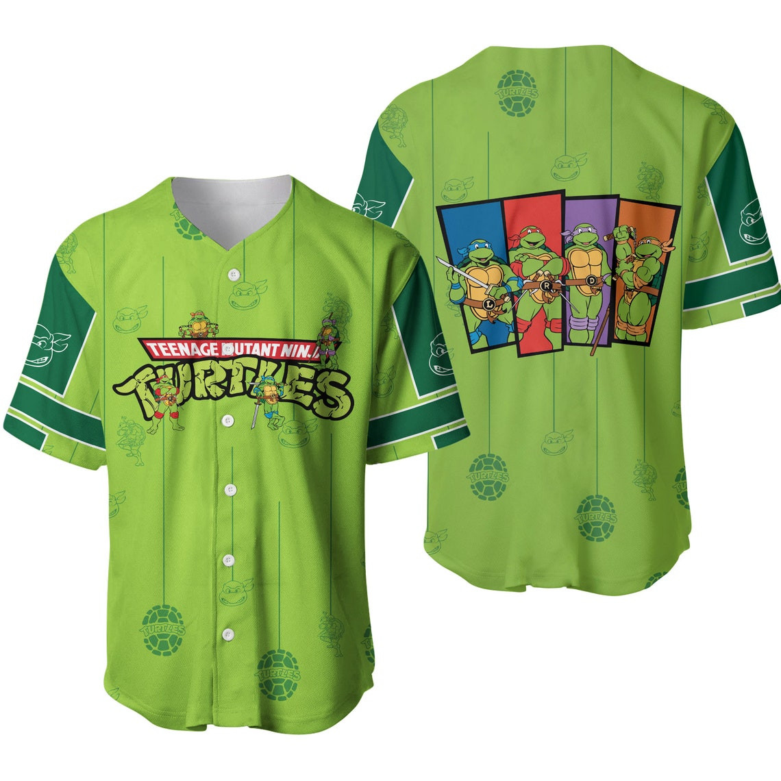 Teenage Mutant Ninja Turtles Stripes Patterns Walt Disney Unisex Cartoon Casual Outfits Custom Baseball Jersey Personalized Shirt Men Women
