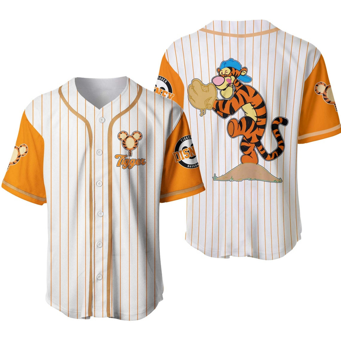 Tegger White Yellow Disney Unisex Cartoon Custom Baseball Jersey Personalized Shirt Men Women