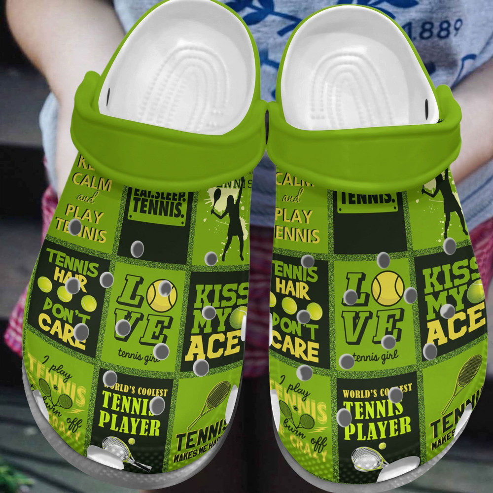 Tennis Kiss My Ace Rubber Crocs Clog Shoes Comfy Footwear