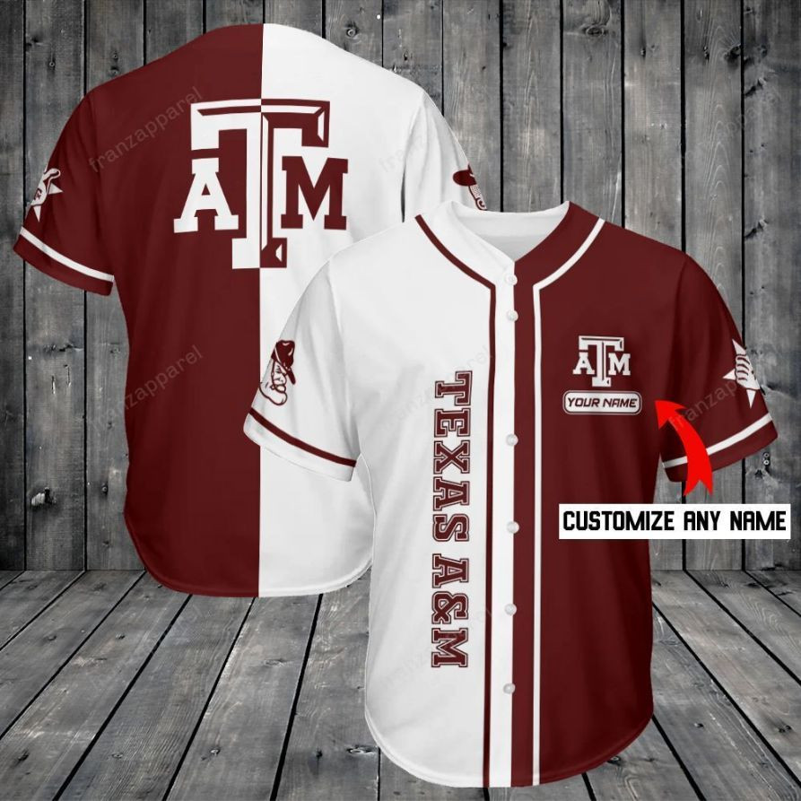 Texas Aampampm Aggies Personalized Baseball Jersey Shirt 197