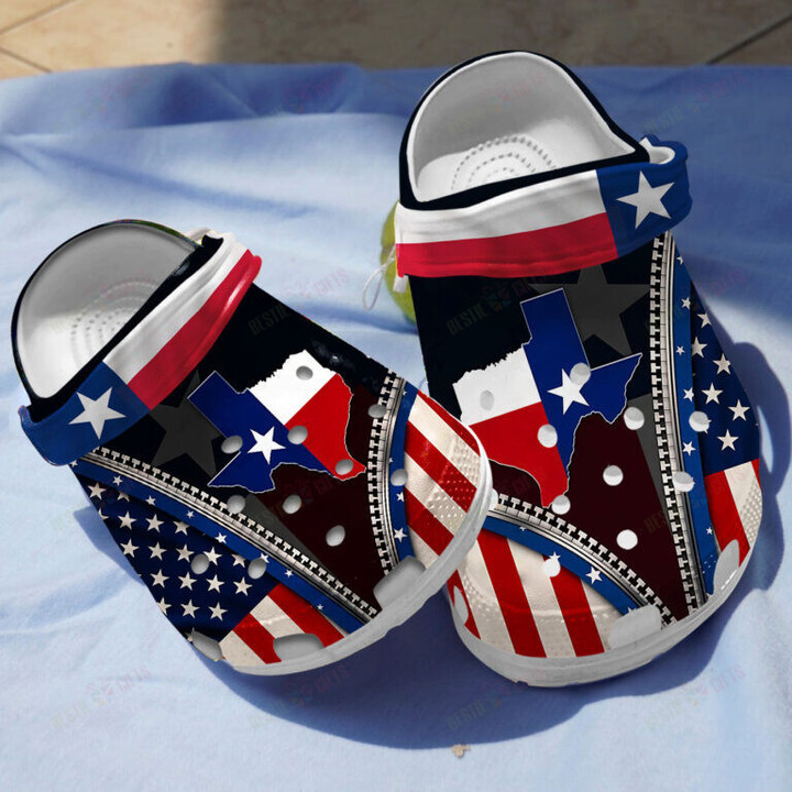 Texas Flag Crocs Classic Clogs Shoes