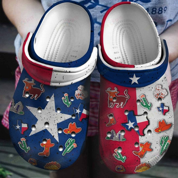 Texas Flag Symbol Crocs Classic Clogs Shoes