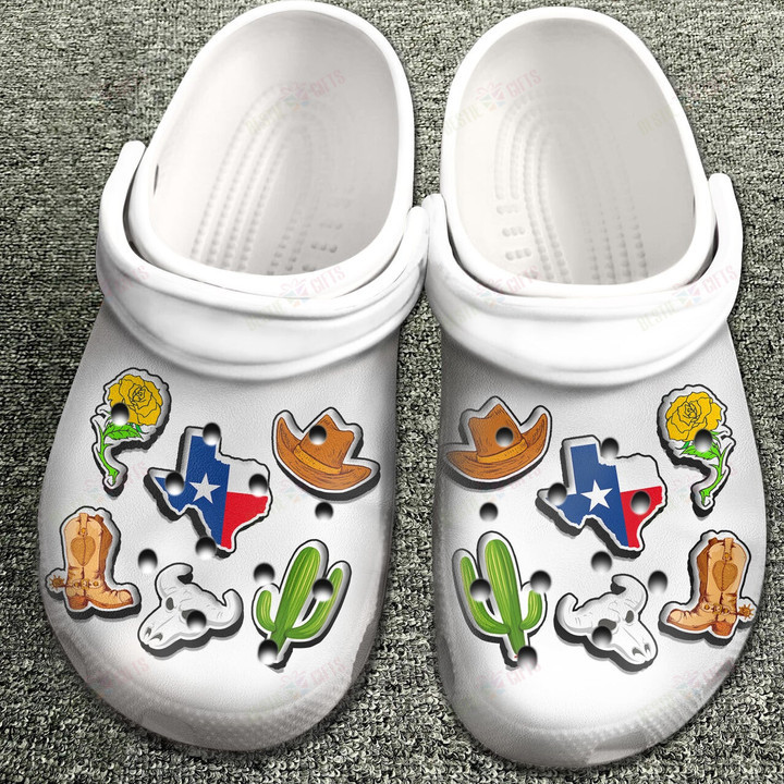 Texas With Symbols Crocs Classic Clogs Shoes