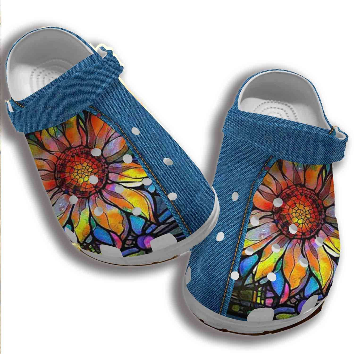 The Colorful Natural Sunflower Hippie Crocs Crocband Clog Shoes