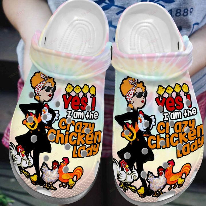 The Crazy Chicken Lady Crocs Classic Clogs Shoes PANCR0403