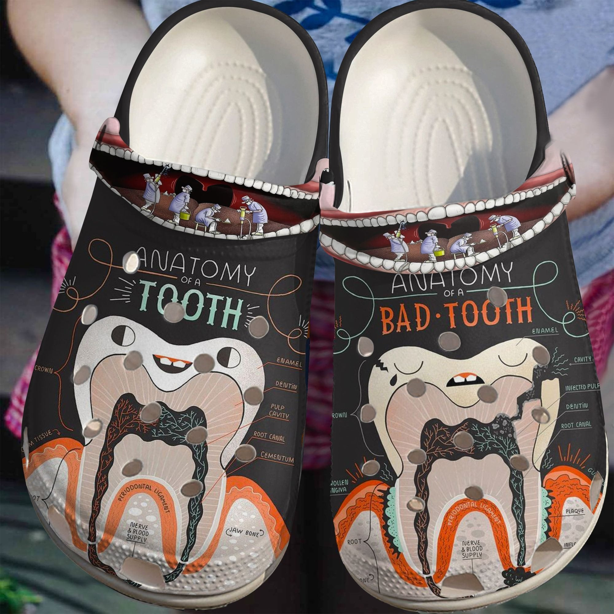 The Good And The Bad Teeth Shoes Crocs Clogs Gift For Dentist