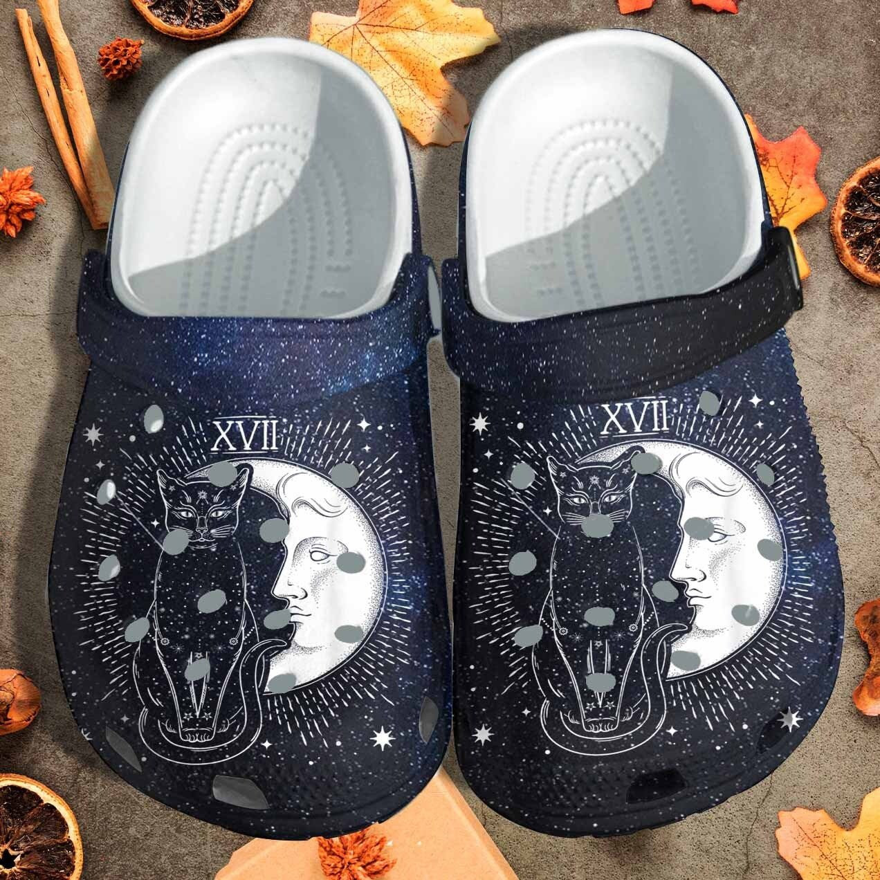 The Moon Cat Xvii Shoes - Cat Tarot Crocs Clogs Zodiac Gift