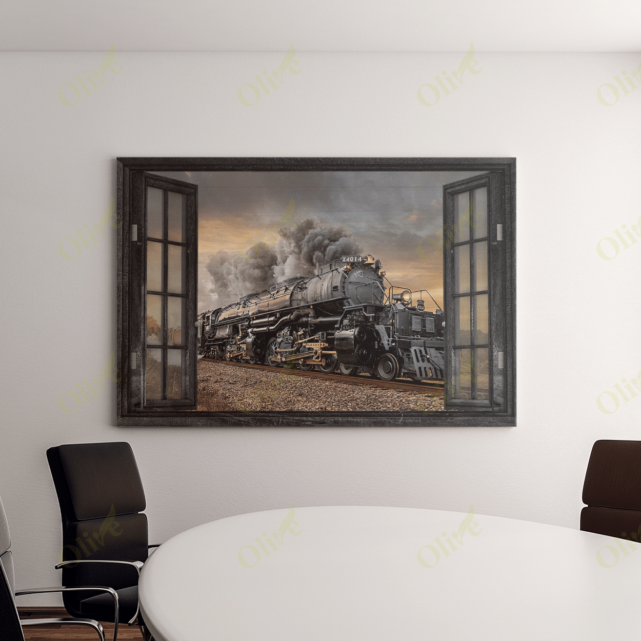 The Train On Other Side Of Window Poster And Canvas Art Wall Decor