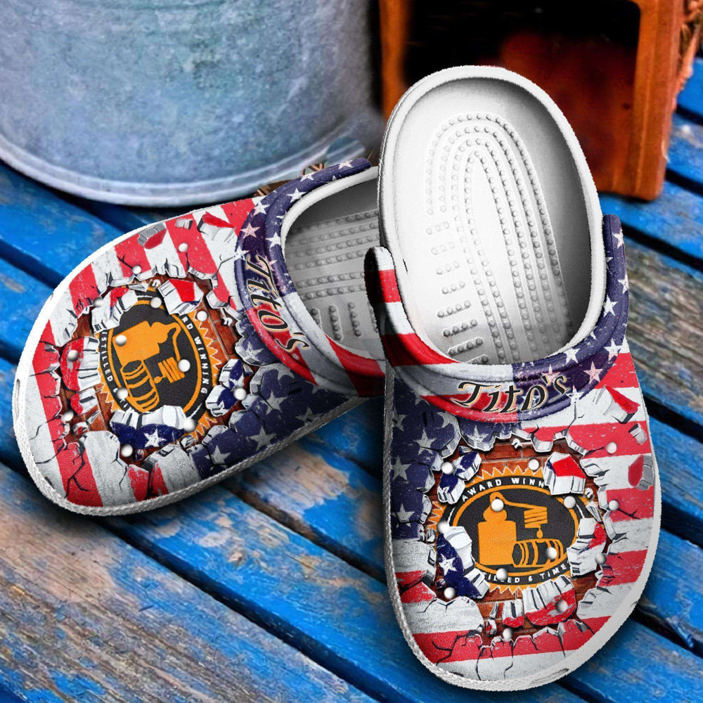 Tito Broken Brick American Flag Rubber Crocs Clog Shoes Comfy Footwear