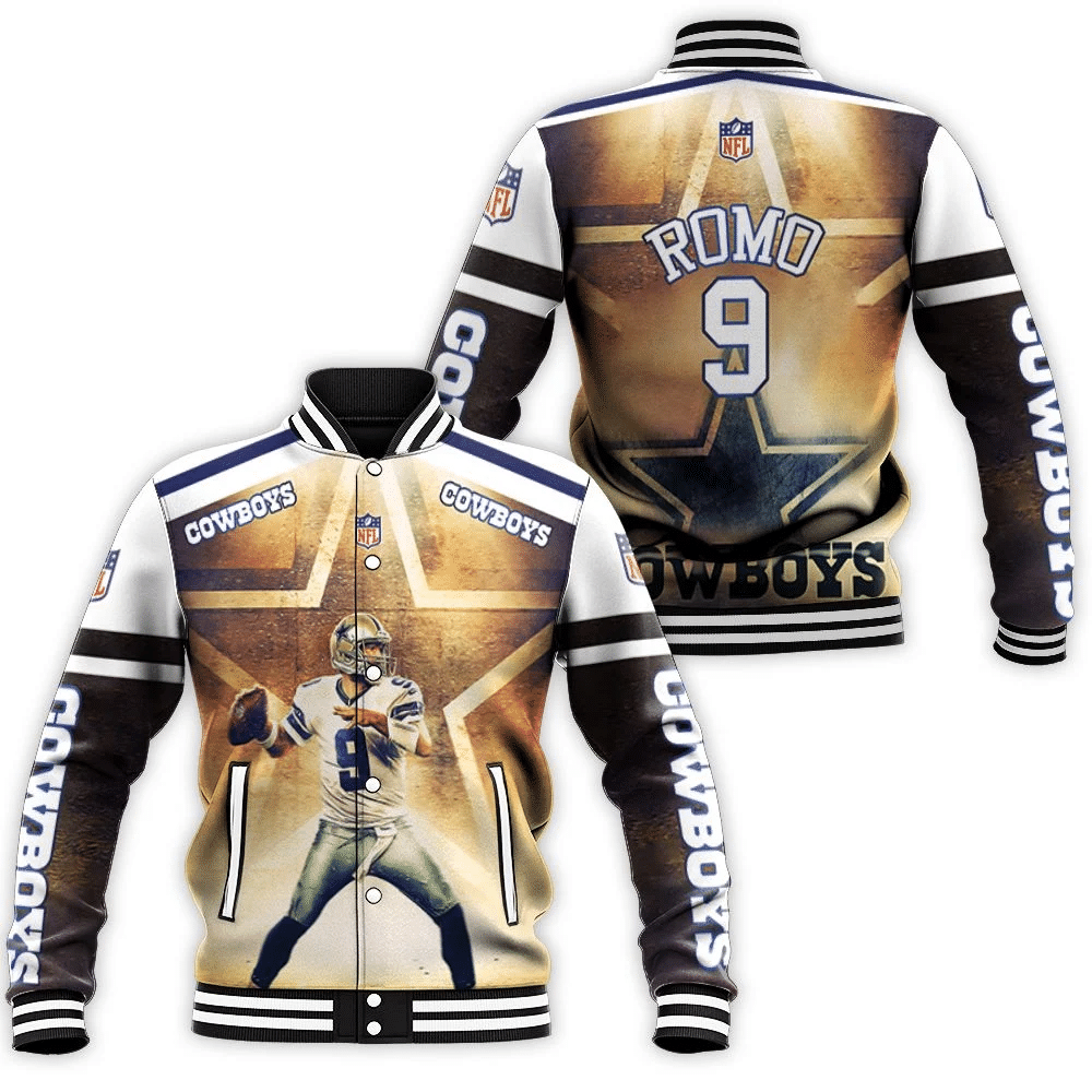 Tony Romo 9 Dallas Cowboys 3d Baseball Jacket for Men Women