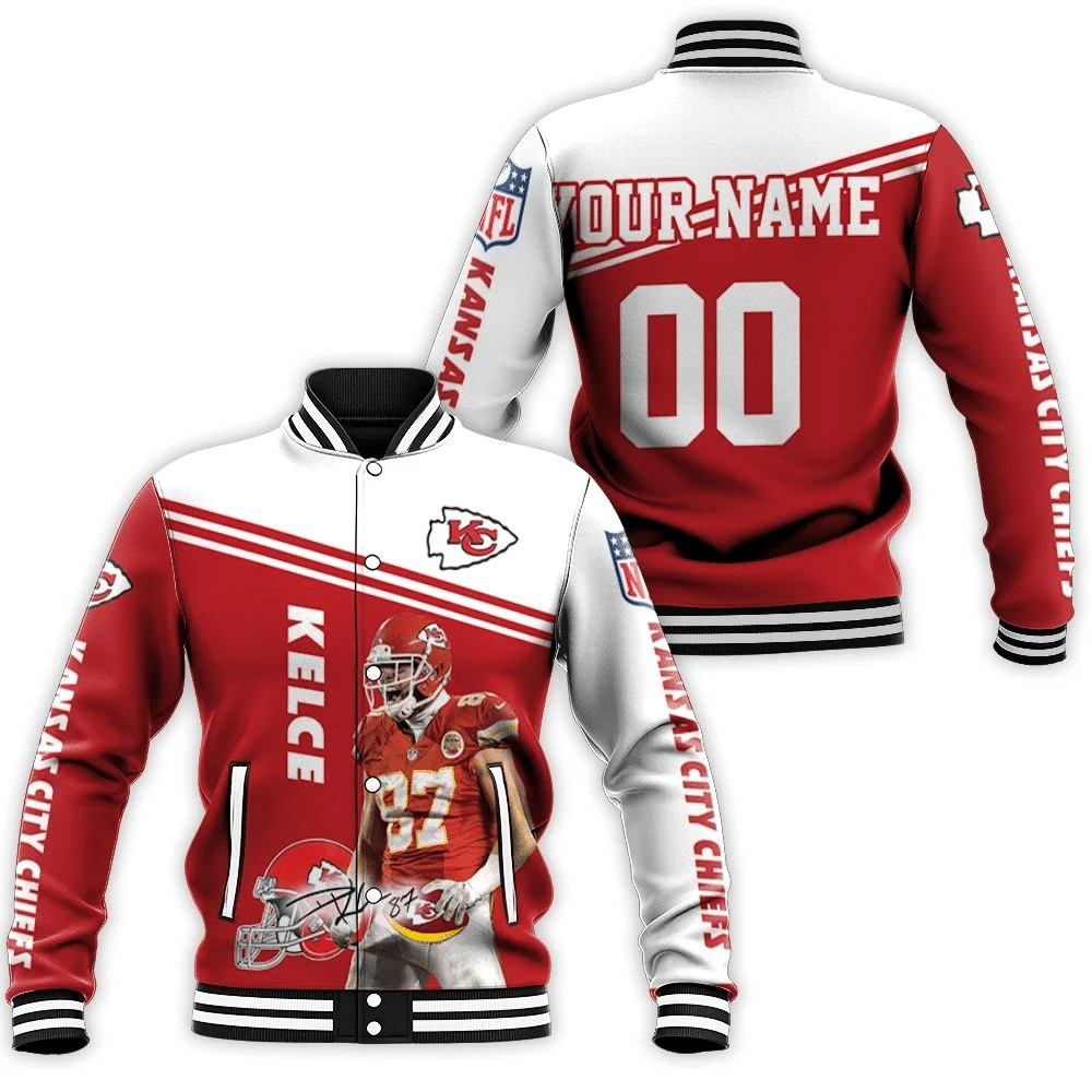 Travis Kelce Kansas City Chiefs 3d Personalized Baseball Jacket for Men Women