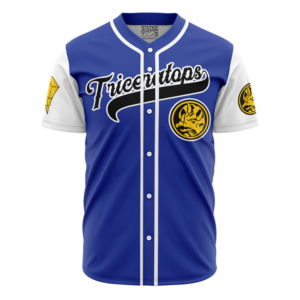 Triceratops Blue Power Rangers Baseball Jersey