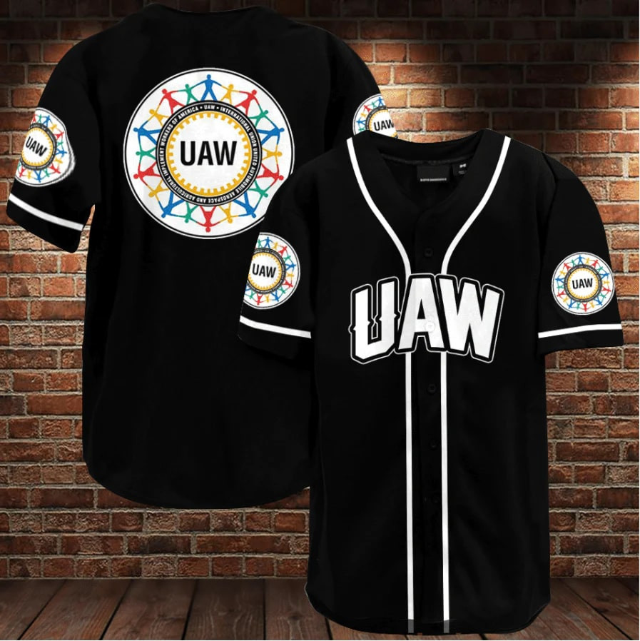 UAW United Auto Workers Black Baseball Jersey