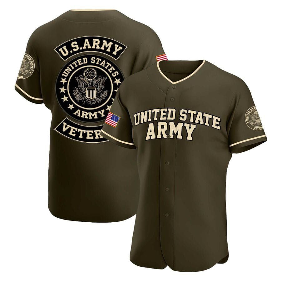 US Army Green Army Baseball Jersey