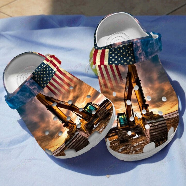 US Excavator Shoes Crocs Clogs Independence Day